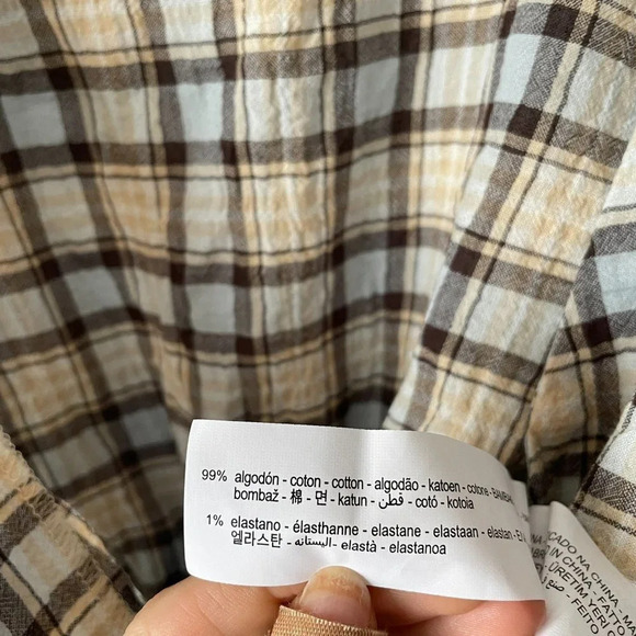 Zara Plaid Checker Long Sleeve Crinkle Romper Size XS - Picture 6 of 6